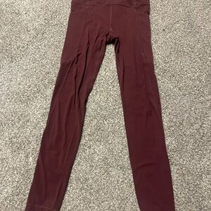 Athleta Girls Maroon High-Waisted Leggings size M 8-10 buttery soft burgundy